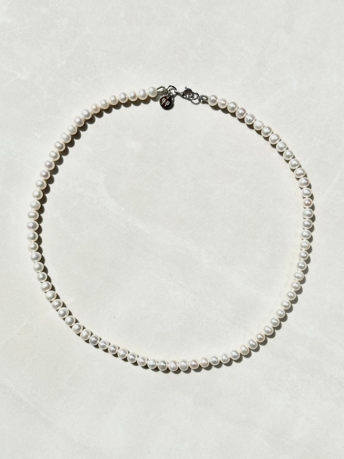 6mm Natural Fresh Water Pearl Chain - White Gold