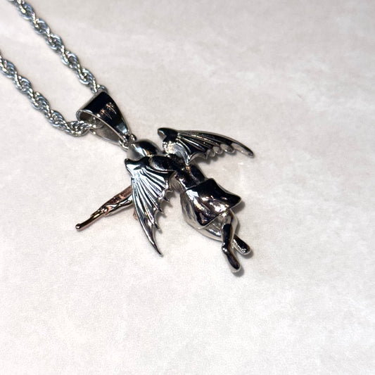 Gangster Cupid Pendant - White Gold