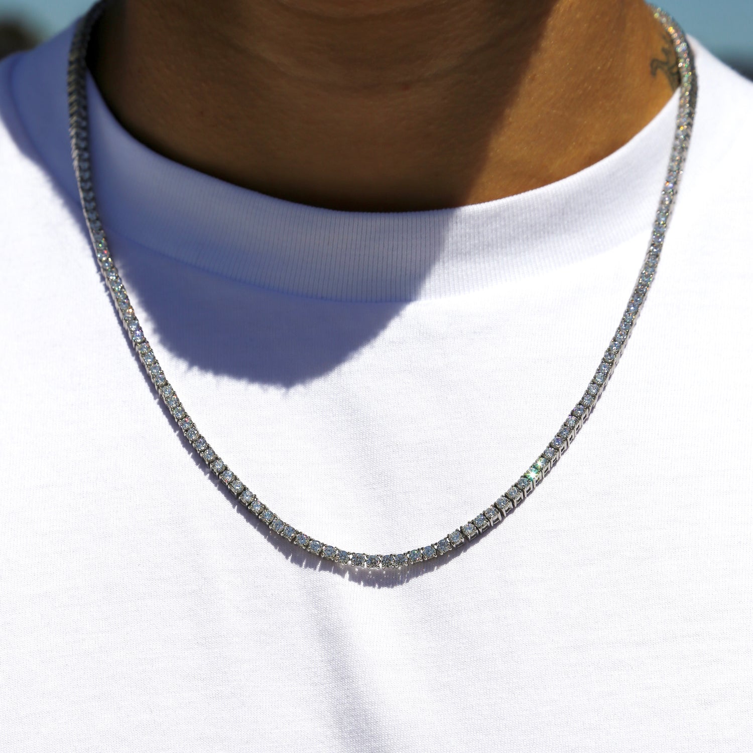 3mm 4mm 5mm 6mm 1 Row Shiny Tennis Chain Necklace Men Hip Hop Iced Out  Bling Cz Necklace Jewelry Gold Silver Color Charm Gift - Necklace -  AliExpress