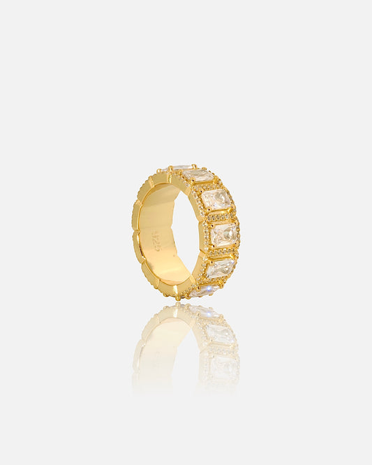 Halo Baguette Ring - Gold